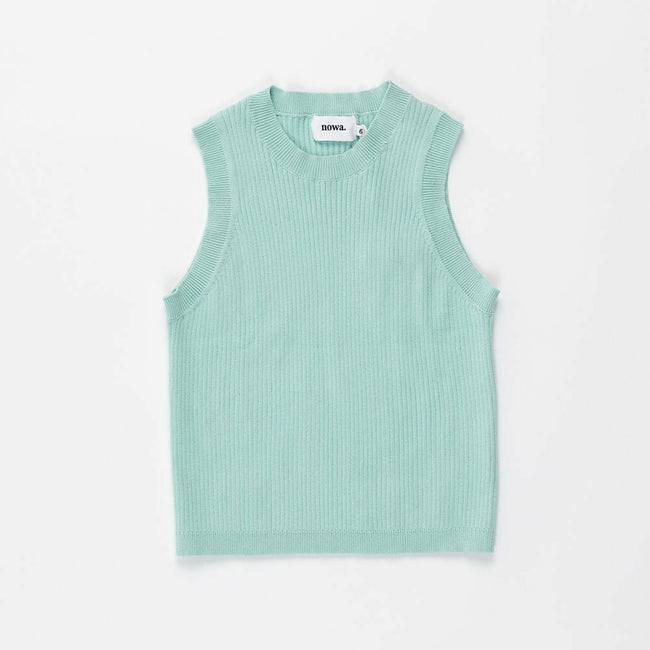 Ribbed Tank Top in Pastel Turquoise