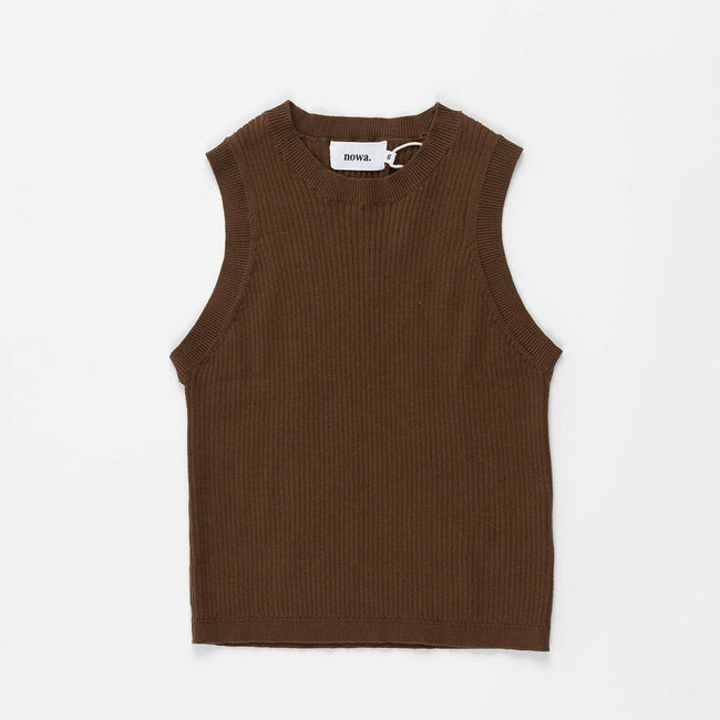 Ribbed Tank Top in Cocoa