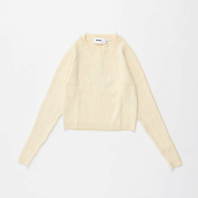 Ribbed Long Sleeve Top in Pearled Ivory